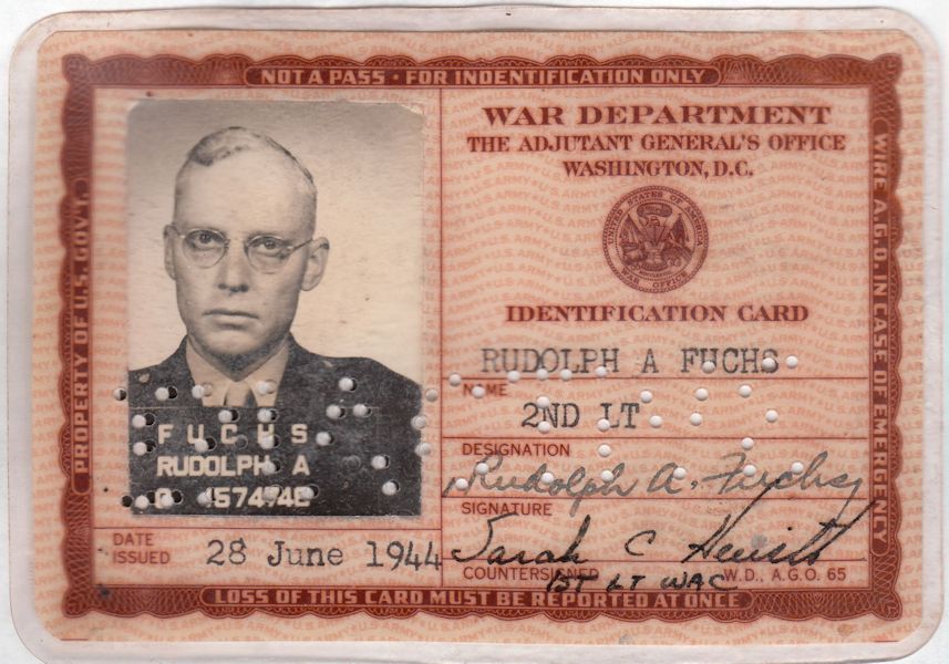 Rudi's War Department ID card